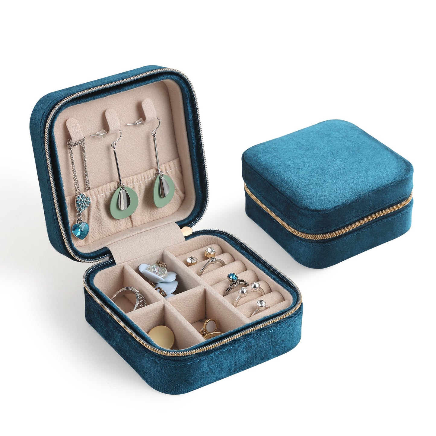 Velvet Travel Jewelry Box Organizer