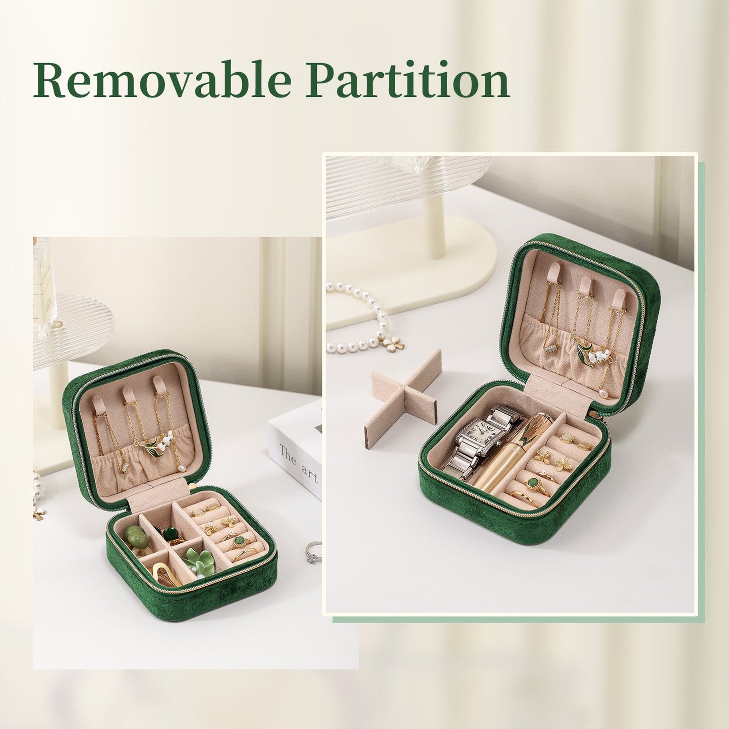 Velvet Travel Jewelry Box Organizer