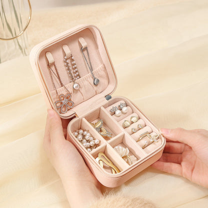 Travel Faux Leather Jewelry Box with Zip