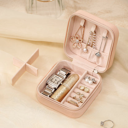 Travel Faux Leather Jewelry Box with Zip
