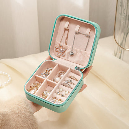 Travel Faux Leather Jewelry Box with Zip