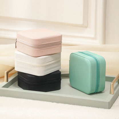 Travel Faux Leather Jewelry Box with Zip