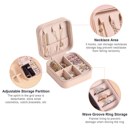 Travel Faux Leather Jewelry Box with Zip