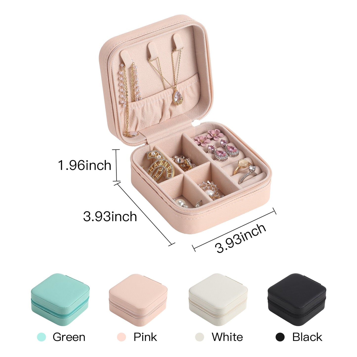 Travel Faux Leather Jewelry Box with Zip