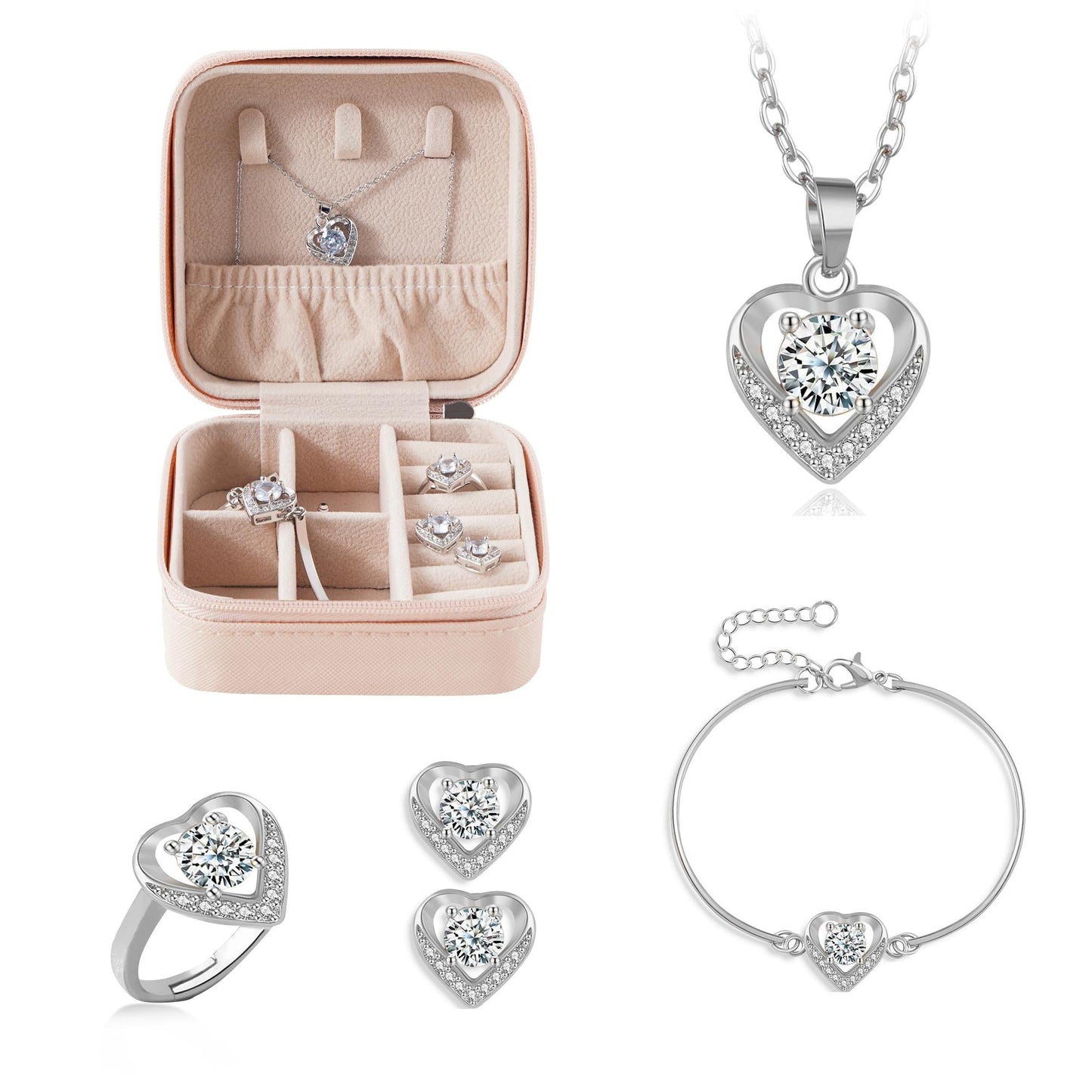 Travel Faux Leather Jewelry Box with Zip