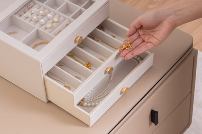 Jewelry Box for Women with Glass Lid-2 Drawers